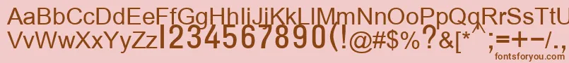 T132semibold Font – Brown Fonts on Pink Background