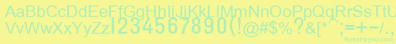 T132semibold-Schriftart – Grüne Schriften auf gelbem Hintergrund