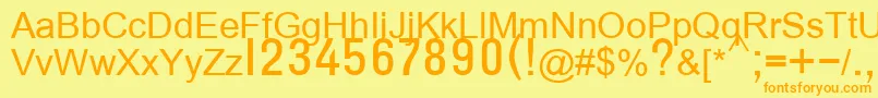 T132semibold Font – Orange Fonts on Yellow Background