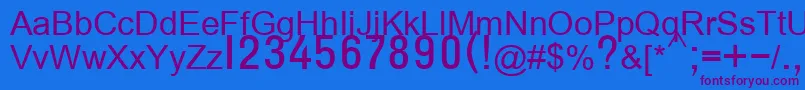 T132semibold Font – Purple Fonts on Blue Background