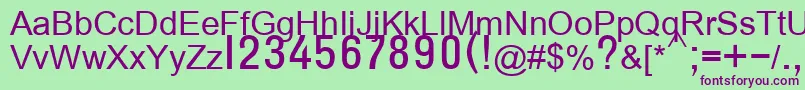T132semibold Font – Purple Fonts on Green Background