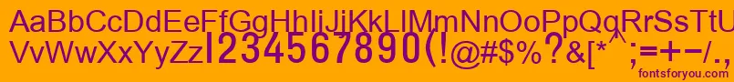 T132semibold Font – Purple Fonts on Orange Background