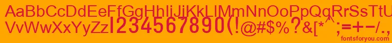 T132semibold Font – Red Fonts on Orange Background