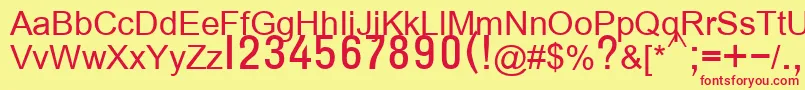 Czcionka T132semibold – czerwone czcionki na żółtym tle