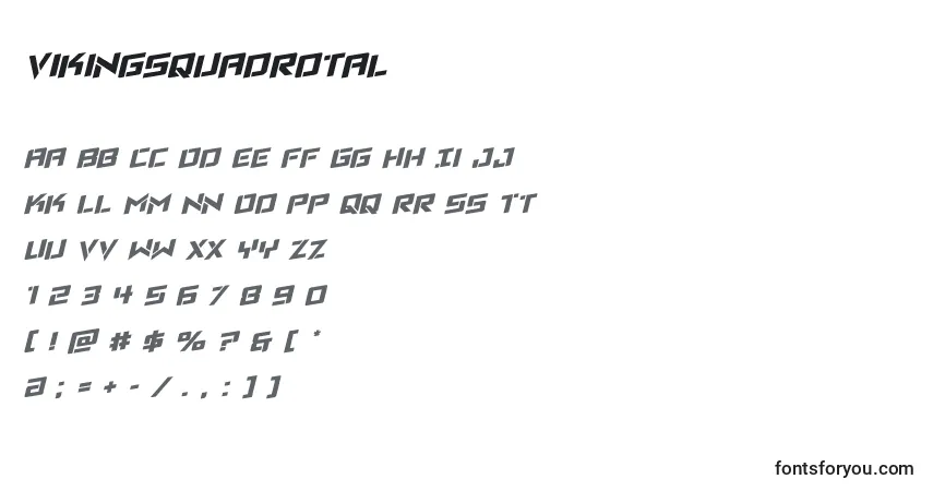 Czcionka Vikingsquadrotal – alfabet, cyfry, specjalne znaki