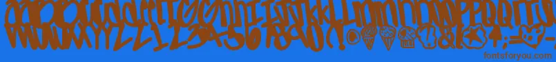 フォントApreciated – 茶色の文字が青い背景にあります。