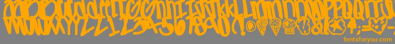フォントApreciated – オレンジの文字は灰色の背景にあります。