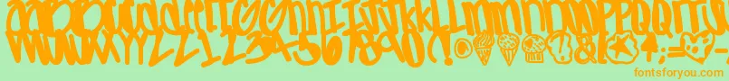 Apreciated-Schriftart – Orangefarbene Schriften auf grünem Hintergrund