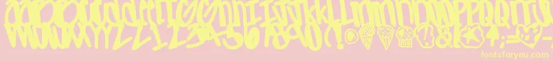 フォントApreciated – 黄色のフォント、ピンクの背景
