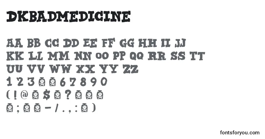A fonte DkBadMedicine – alfabeto, números, caracteres especiais
