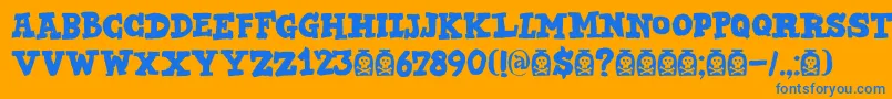 DkBadMedicine Font – Blue Fonts on Orange Background