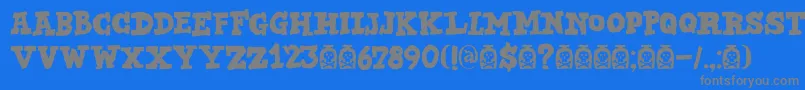 DkBadMedicine-Schriftart – Graue Schriften auf blauem Hintergrund