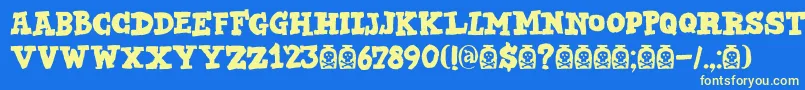 DkBadMedicine Font – Yellow Fonts on Blue Background