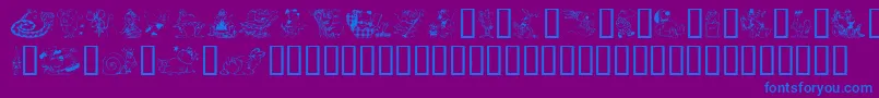 KrazyKritters-Schriftart – Blaue Schriften auf violettem Hintergrund