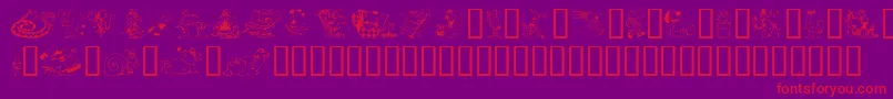 KrazyKritters-Schriftart – Rote Schriften auf violettem Hintergrund