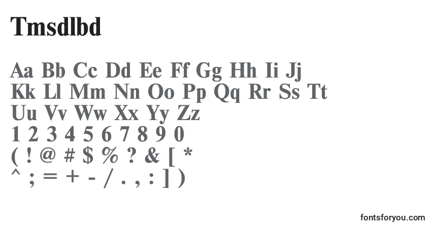 A fonte Tmsdlbd – alfabeto, números, caracteres especiais