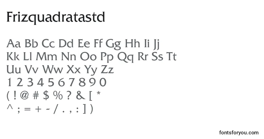 A fonte Frizquadratastd – alfabeto, números, caracteres especiais