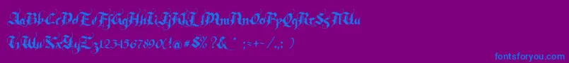 フォントRhapsody – 紫色の背景に青い文字