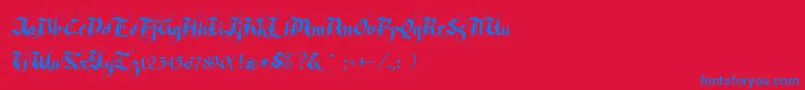 Rhapsody Font – Blue Fonts on Red Background
