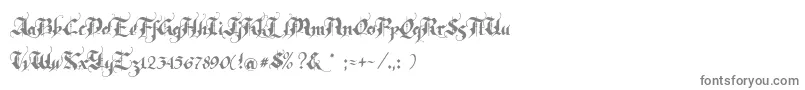 Rhapsody-fontti – harmaat kirjasimet valkoisella taustalla