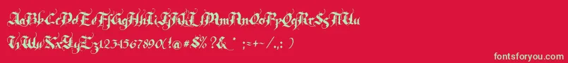 フォントRhapsody – 赤い背景に緑の文字