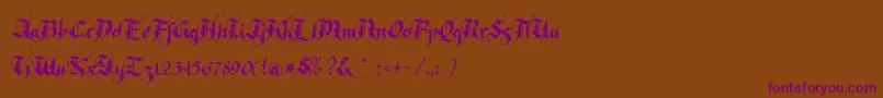 Rhapsody-Schriftart – Violette Schriften auf braunem Hintergrund