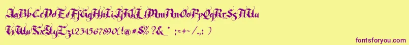 Rhapsody Font – Purple Fonts on Yellow Background