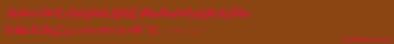 Rhapsody-Schriftart – Rote Schriften auf braunem Hintergrund