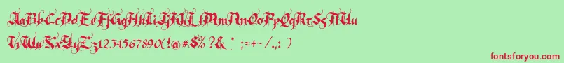 Rhapsody Font – Red Fonts on Green Background