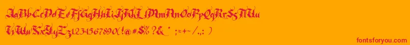 Rhapsody Font – Red Fonts on Orange Background