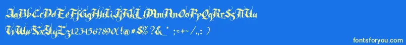 フォントRhapsody – 黄色の文字、青い背景