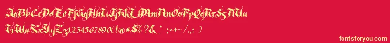 Rhapsody Font – Yellow Fonts on Red Background