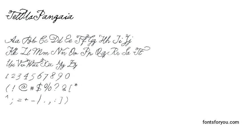 Schriftart TellUsPangaia – Alphabet, Zahlen, spezielle Symbole