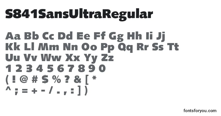 Czcionka S841SansUltraRegular – alfabet, cyfry, specjalne znaki