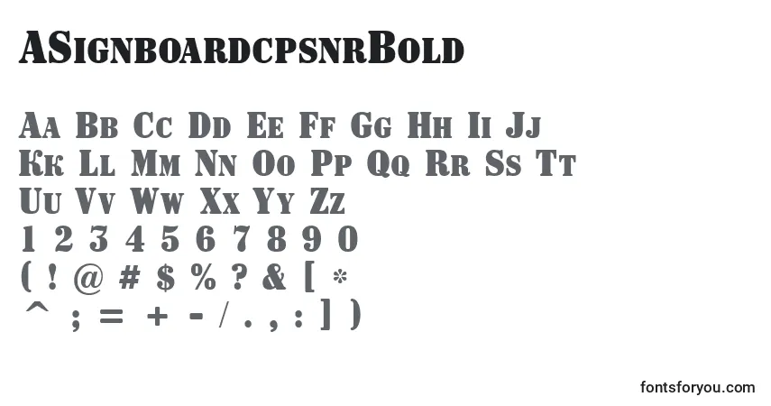 Schriftart ASignboardcpsnrBold – Alphabet, Zahlen, spezielle Symbole
