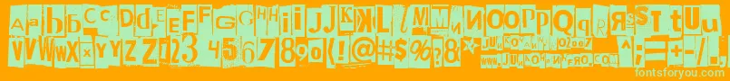 Phorssa-Schriftart – Grüne Schriften auf orangefarbenem Hintergrund
