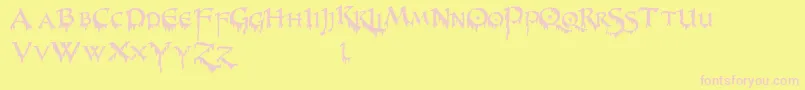 PrUncialCreepy Font – Pink Fonts on Yellow Background