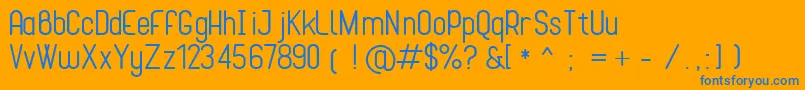 Cona-Schriftart – Blaue Schriften auf orangefarbenem Hintergrund