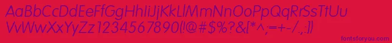 VolkswagenItalic Font – Purple Fonts on Red Background