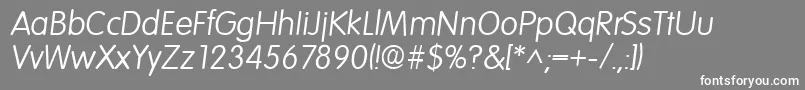 フォントVolkswagenItalic – 灰色の背景に白い文字