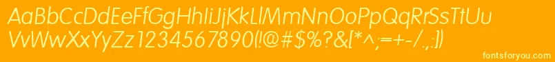 VolkswagenItalic Font – Yellow Fonts on Orange Background