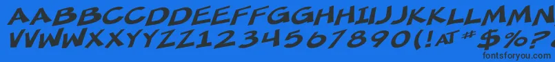 Fonte SfMincedMeatExtendedOblique – fontes pretas em um fundo azul
