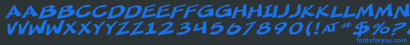 SfMincedMeatExtendedOblique-Schriftart – Blaue Schriften auf schwarzem Hintergrund