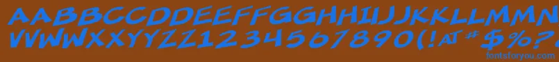 フォントSfMincedMeatExtendedOblique – 茶色の背景に青い文字