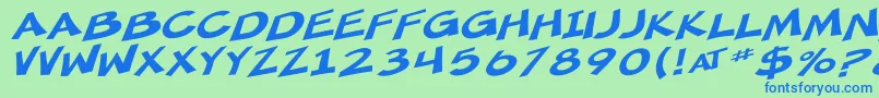 SfMincedMeatExtendedOblique-Schriftart – Blaue Schriften auf grünem Hintergrund