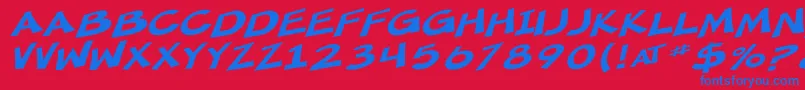 SfMincedMeatExtendedOblique-Schriftart – Blaue Schriften auf rotem Hintergrund