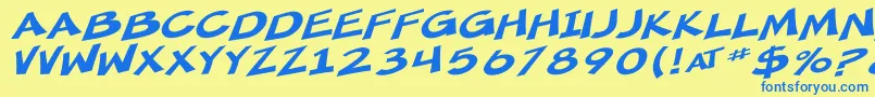 SfMincedMeatExtendedOblique Font – Blue Fonts on Yellow Background