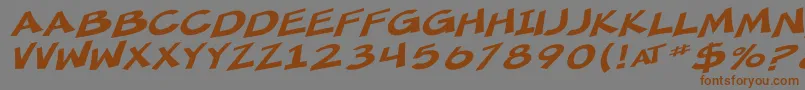 SfMincedMeatExtendedOblique-fontti – ruskeat fontit harmaalla taustalla