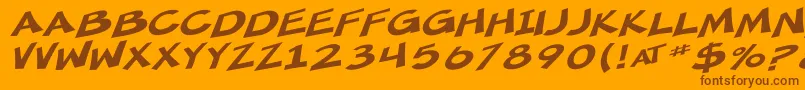 SfMincedMeatExtendedOblique-fontti – ruskeat fontit oranssilla taustalla
