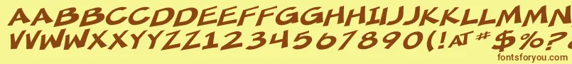 Fonte SfMincedMeatExtendedOblique – fontes marrons em um fundo amarelo
